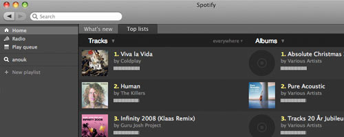 Spotify sound cloud service - Screenshot of homepage